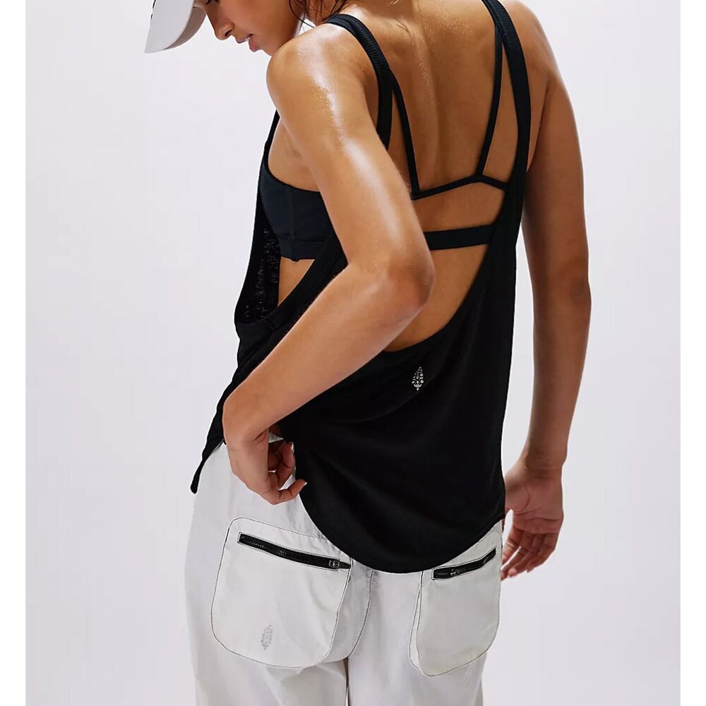 FP Movement by Free People Black Strappy Open-Back Tank
